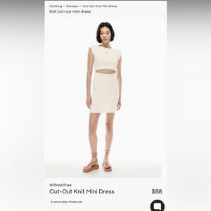 Wilfred Free Knit Cut-Out mini dress XS in Silver Sage Green